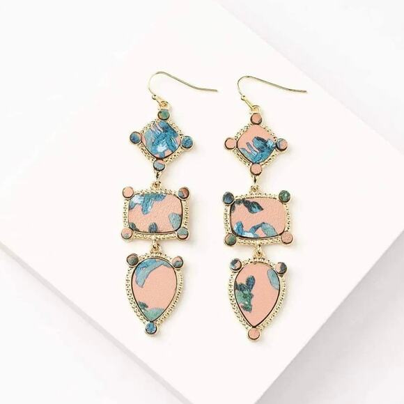 New Plunder “Hazel Louise” Leather Floral Earrings (3.25”) - Picture 6 of 6